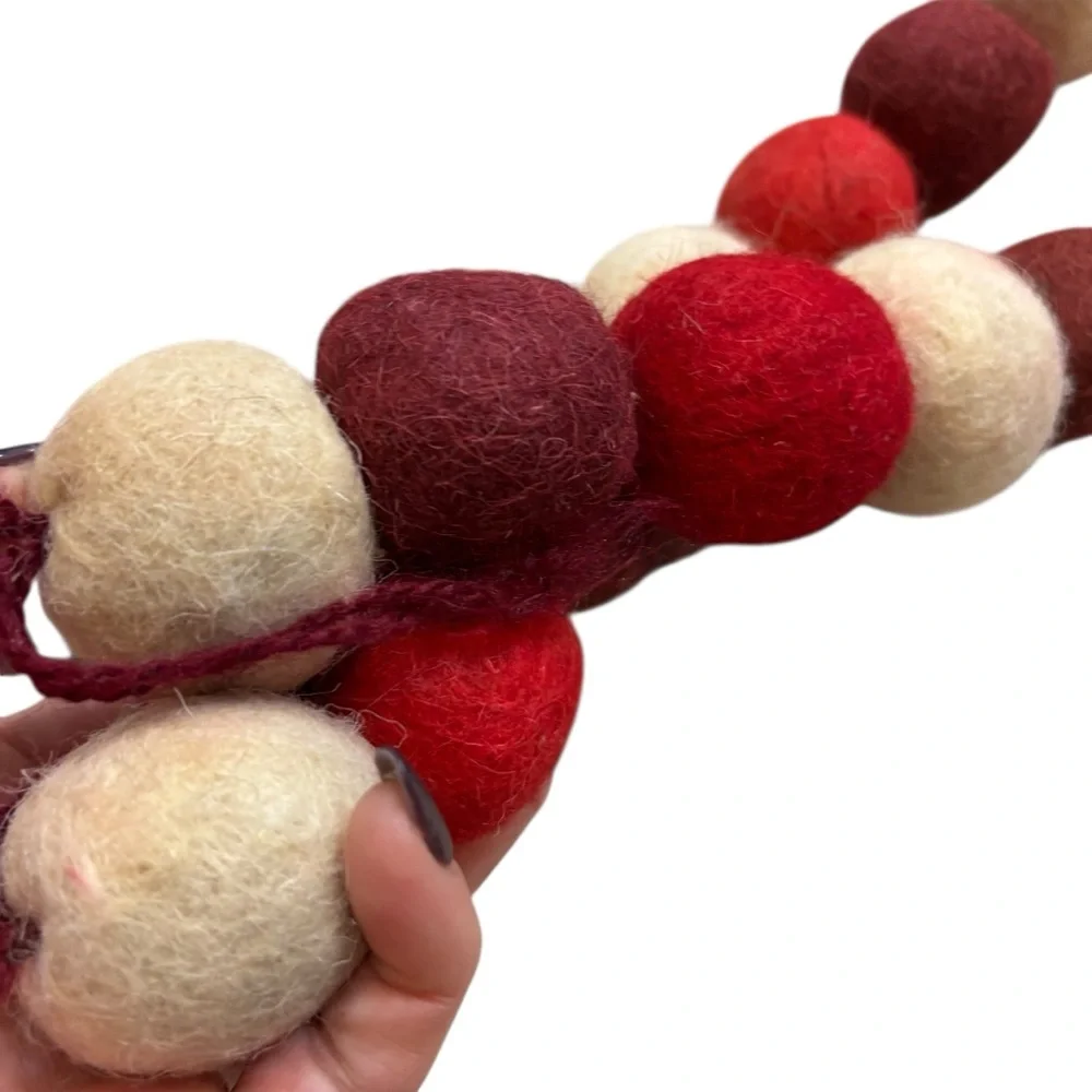 Large Felted Wool‎ Ball Holiday Garland Appr 76” Long
